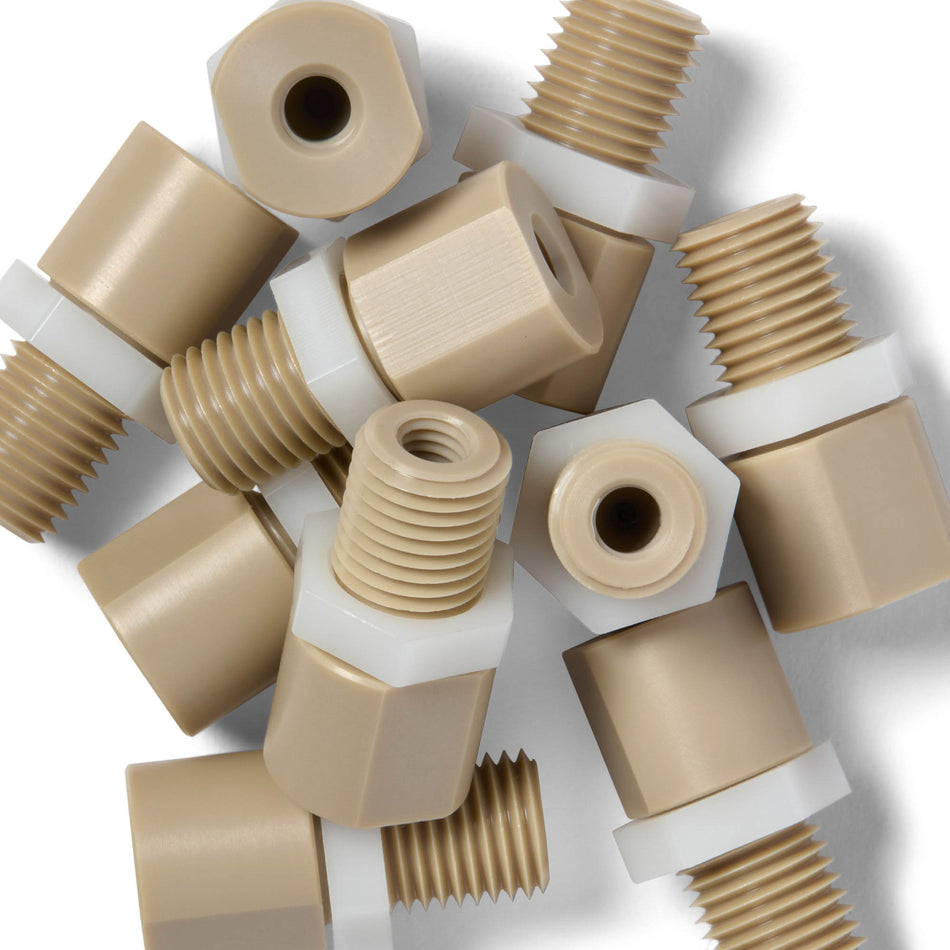 HPLC PEEK käsinkiristetty läpi seinän kaksisuuntainen 1/8 kapillaarille